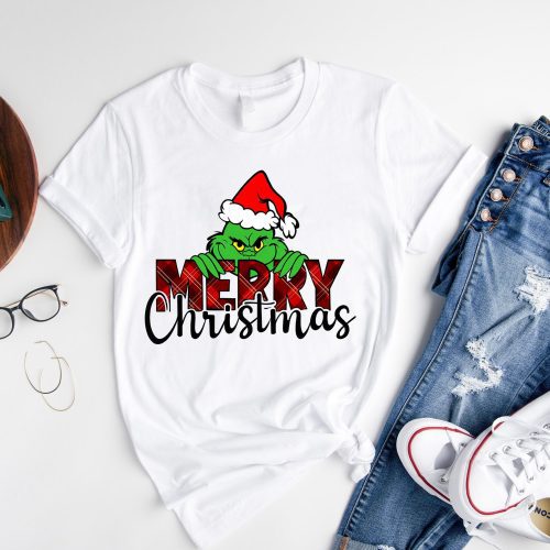 'Merry Chirstmas' Letter Pattern Family Christmas Matching Pajamas Tops Cute White Short Sleeve T-shirts With Dog Bandana