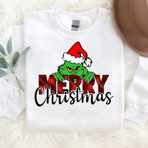 'Merry Chirstmas' Letter Pattern Family Christmas Matching Pajamas Tops Cute White Long Sleeve Sweatshirt With Dog Bandana